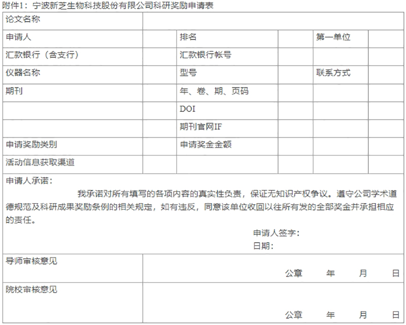 科研奖励申请表